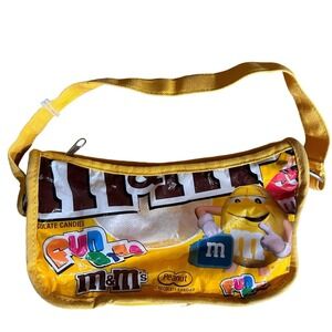 VTG Y2K M&Ms Yellow Shoulder Candy Wrapper Mini Bag Women's Girls Purse Handbag